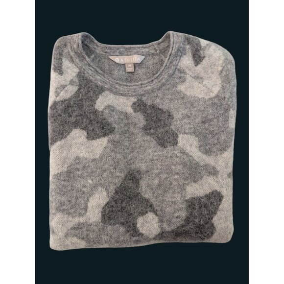 Athleta Womens Gray Camouflage Sweater Alpaca Wool Blend Long Sleeve Crewneck M - Picture 11 of 11